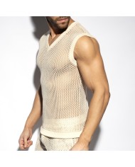 Es Collection Nyers Horgolt V-Nyakú Tank Top TS350