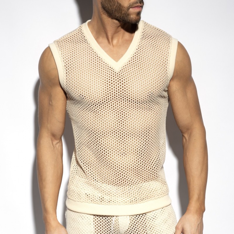  TS350 Es Collection Nyers Horgolt V-Nyakú Tank Top TS350