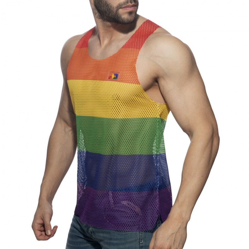  AD1166 Addicted Mesh Rainbow Tank Top AD1166