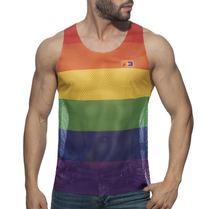 AD1166 Addicted Mesh Rainbow Tank Top AD1166